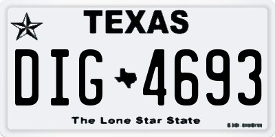TX license plate DIG4693
