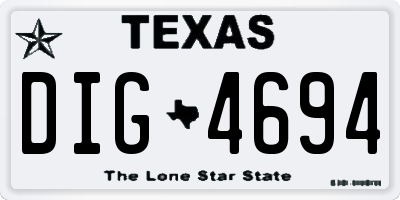 TX license plate DIG4694