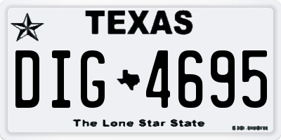 TX license plate DIG4695