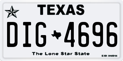 TX license plate DIG4696