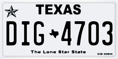 TX license plate DIG4703