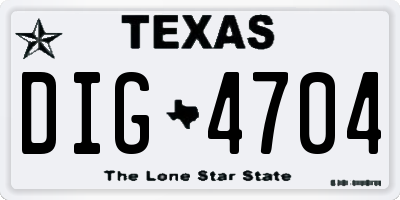 TX license plate DIG4704