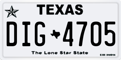 TX license plate DIG4705