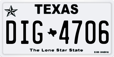 TX license plate DIG4706
