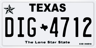 TX license plate DIG4712
