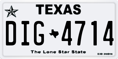 TX license plate DIG4714