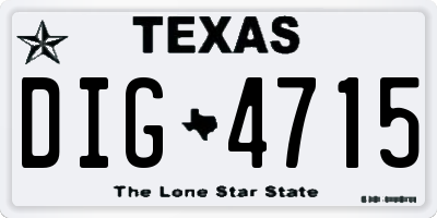 TX license plate DIG4715