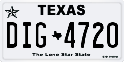 TX license plate DIG4720