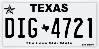 TX license plate DIG4721