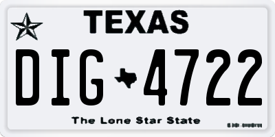 TX license plate DIG4722