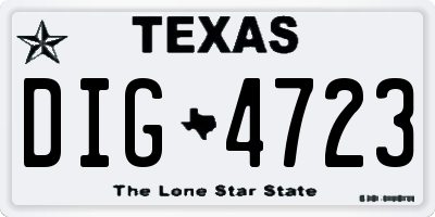 TX license plate DIG4723
