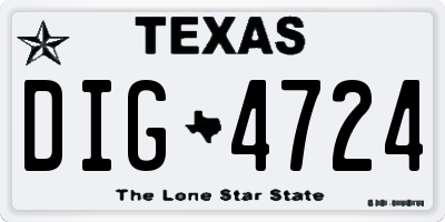 TX license plate DIG4724