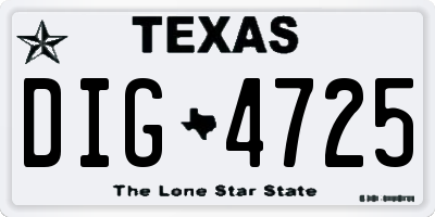 TX license plate DIG4725