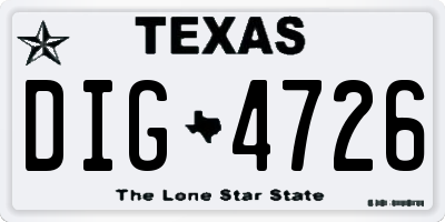 TX license plate DIG4726