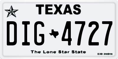 TX license plate DIG4727