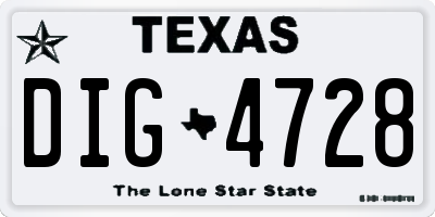 TX license plate DIG4728