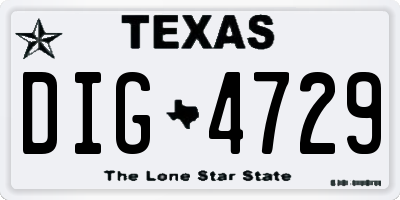TX license plate DIG4729