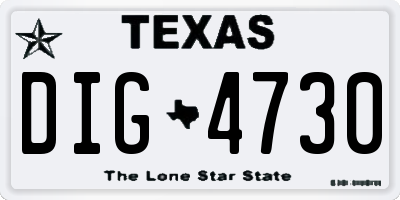 TX license plate DIG4730