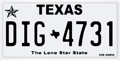 TX license plate DIG4731