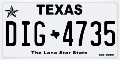 TX license plate DIG4735