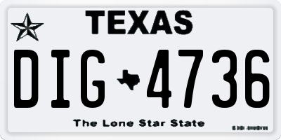 TX license plate DIG4736