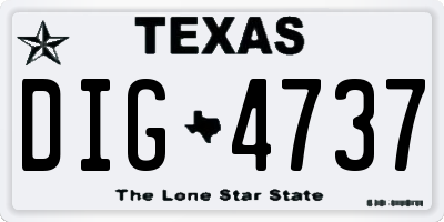 TX license plate DIG4737