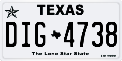 TX license plate DIG4738
