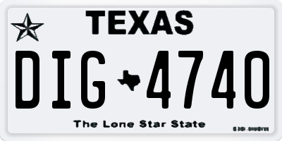 TX license plate DIG4740