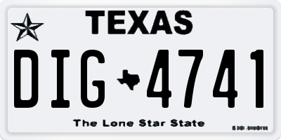 TX license plate DIG4741