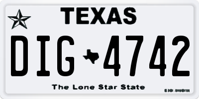 TX license plate DIG4742
