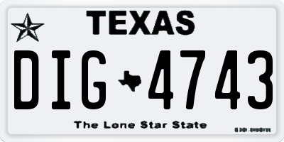 TX license plate DIG4743
