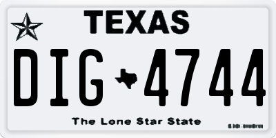 TX license plate DIG4744