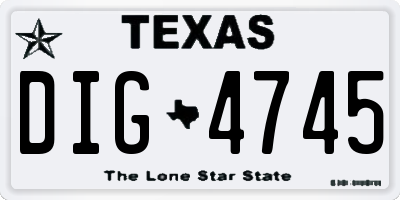 TX license plate DIG4745