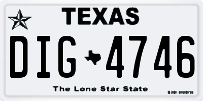 TX license plate DIG4746