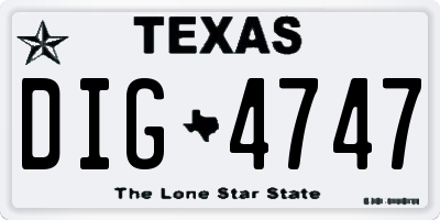 TX license plate DIG4747