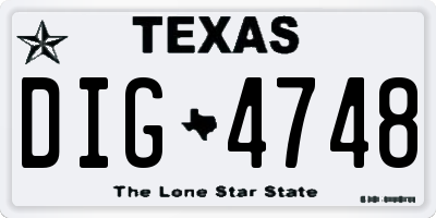 TX license plate DIG4748