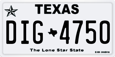 TX license plate DIG4750