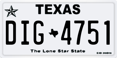 TX license plate DIG4751