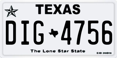 TX license plate DIG4756