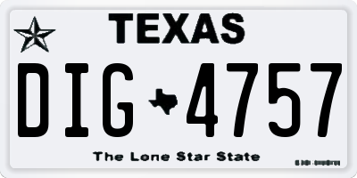 TX license plate DIG4757