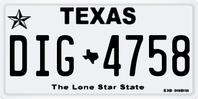 TX license plate DIG4758
