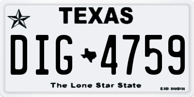 TX license plate DIG4759