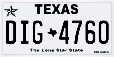 TX license plate DIG4760
