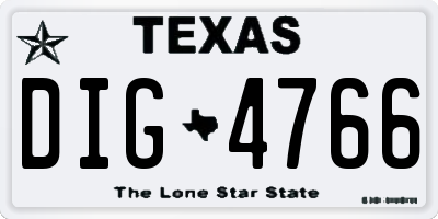 TX license plate DIG4766