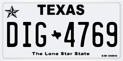 TX license plate DIG4769