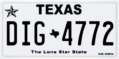 TX license plate DIG4772