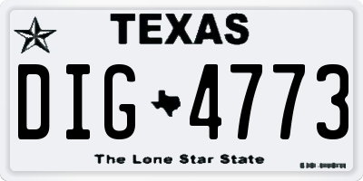 TX license plate DIG4773