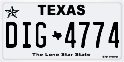 TX license plate DIG4774