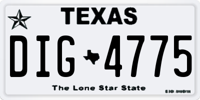 TX license plate DIG4775