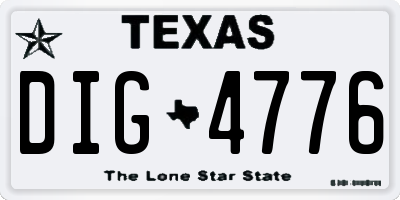TX license plate DIG4776